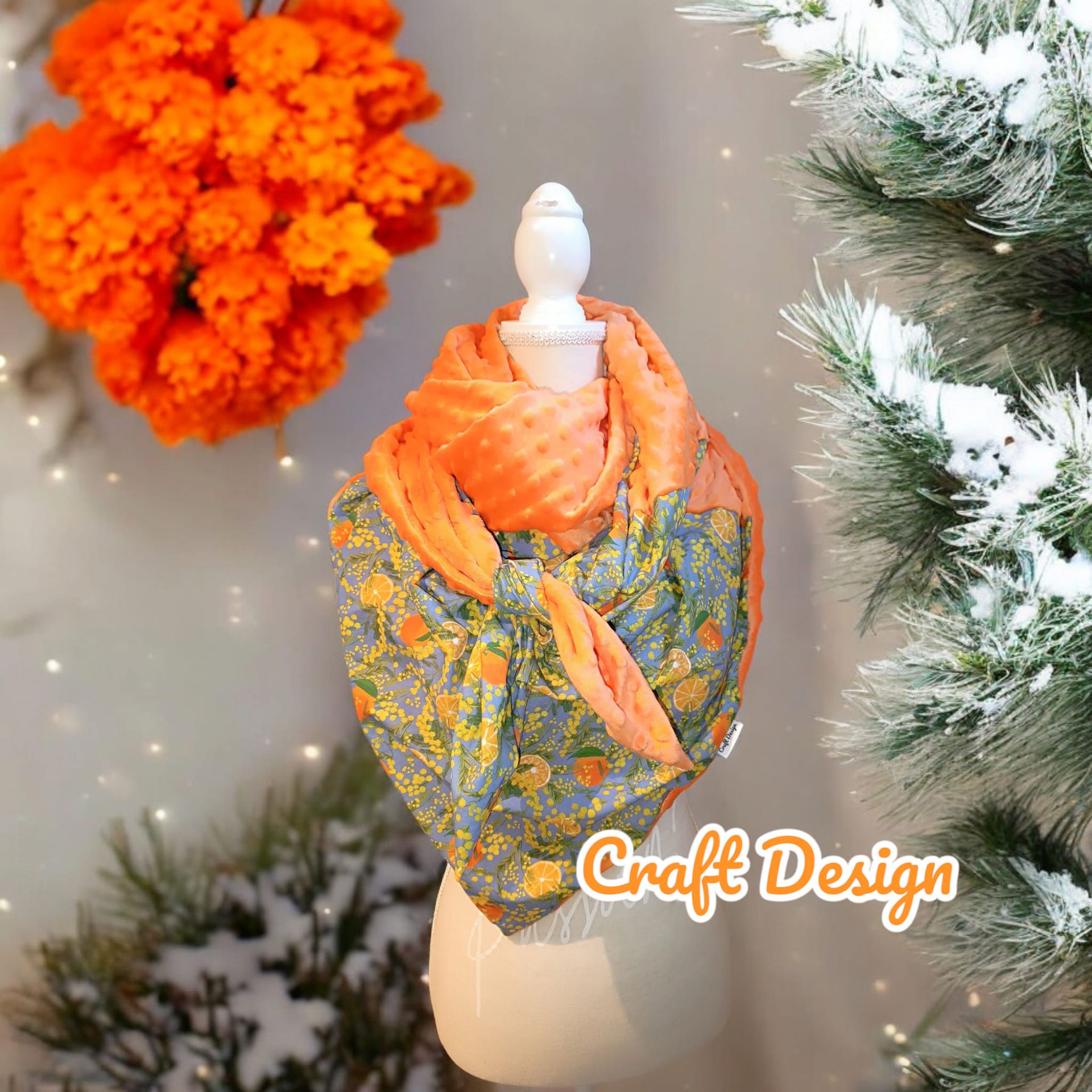 foulard tissu mimosas et oranges