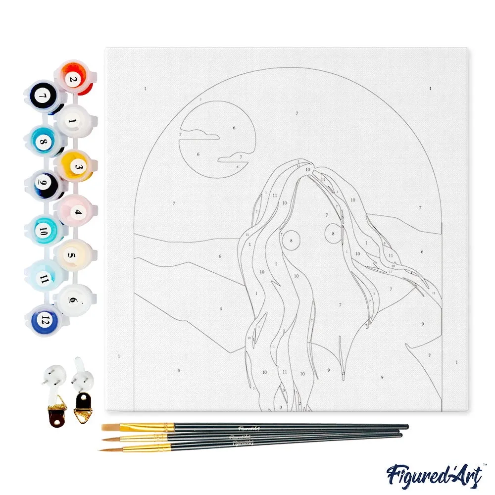 Kit peinture numéros Femme1 - contenu.webp