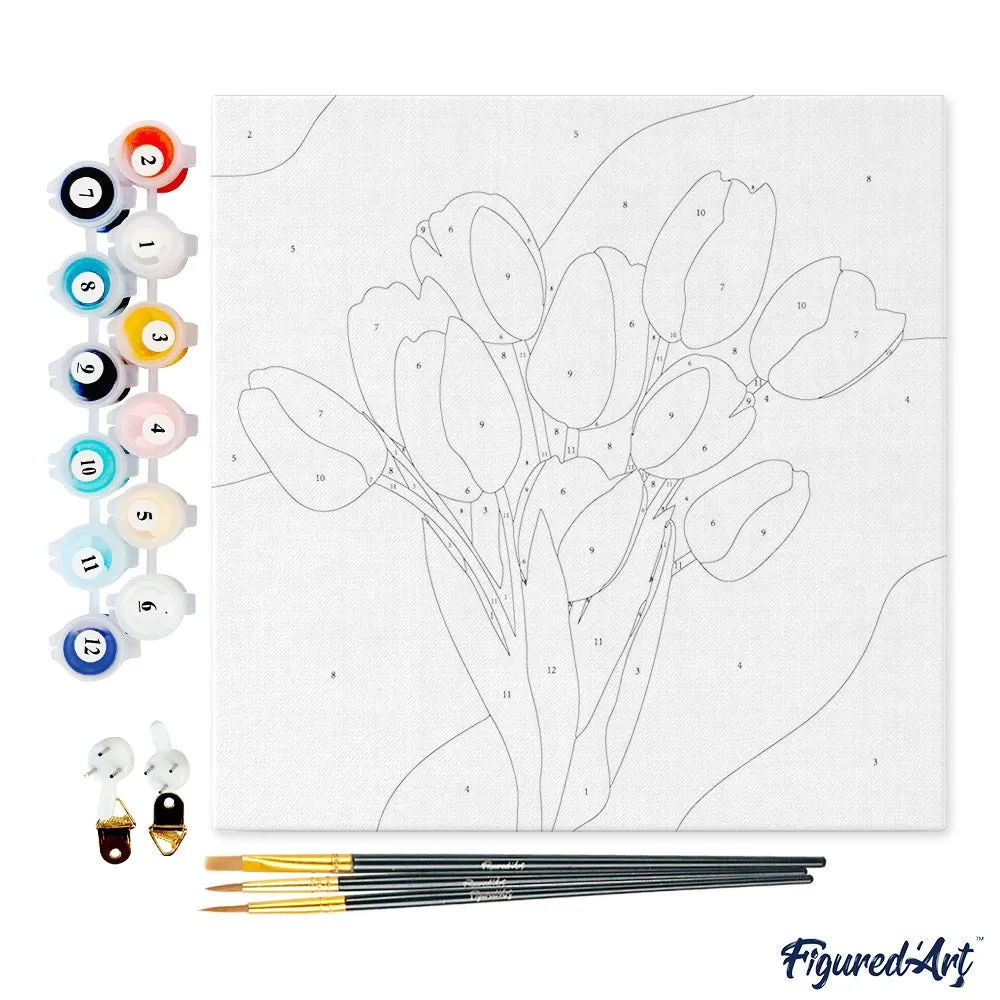 Kit peinture numéros tulipes - contenu.webp