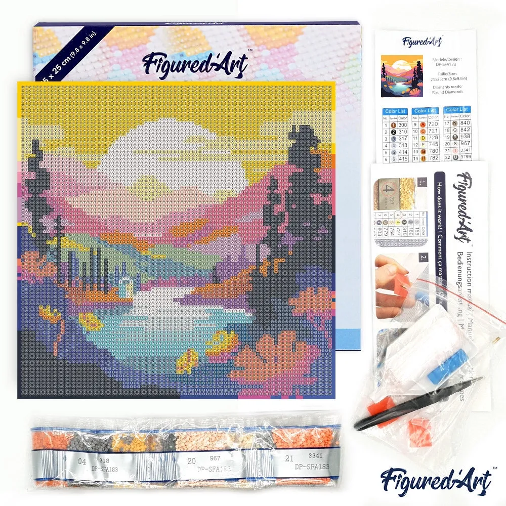 kit diamond painting coucher de soleil - contenu.webp