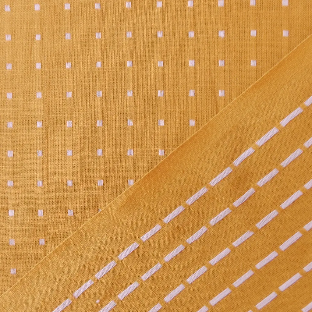 tissu indien butta dobby carreaux tissés jaunes recto verso.webp