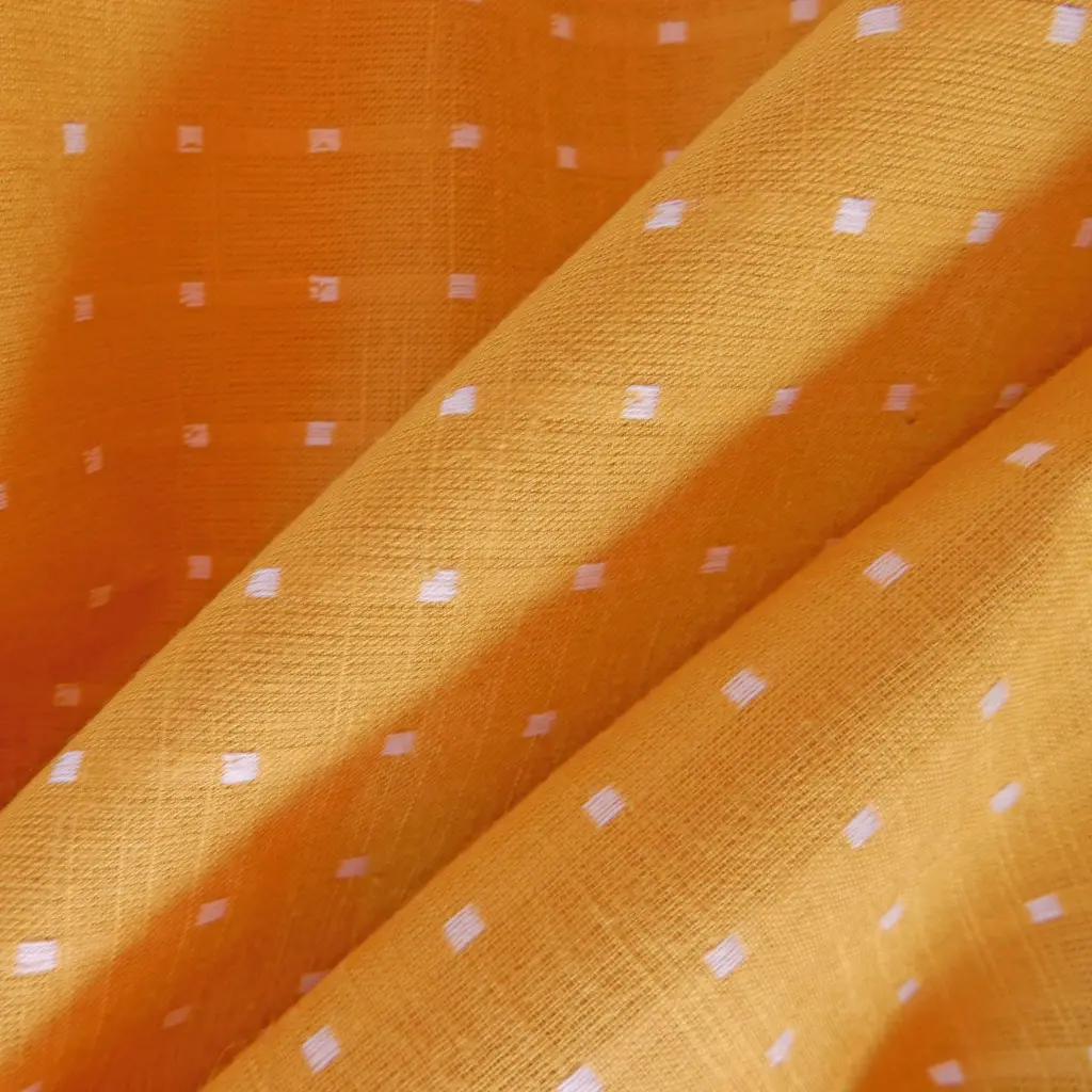 tissu indien butta dobby carreaux tisés jaunes.webp