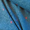 tissu indien bleu à petits ronds roses tissés 1c.webp