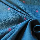 tissu indien bleu à petits ronds roses tissés 2c.webp