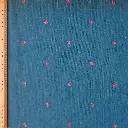 tissu indien bleu à petits ronds roses tissés règle.webp