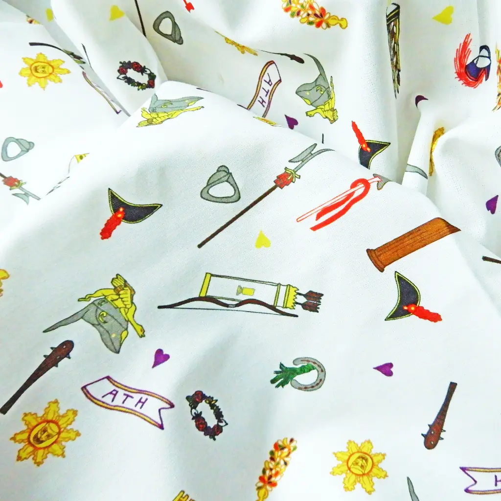 Tissu coton Les Accessoires de la Ducasse d'Ath