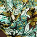 Crêpe de viscose à larges fleurs dans les tons verts et bruns