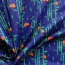 Popeline de coton Bambou sur fond bleu