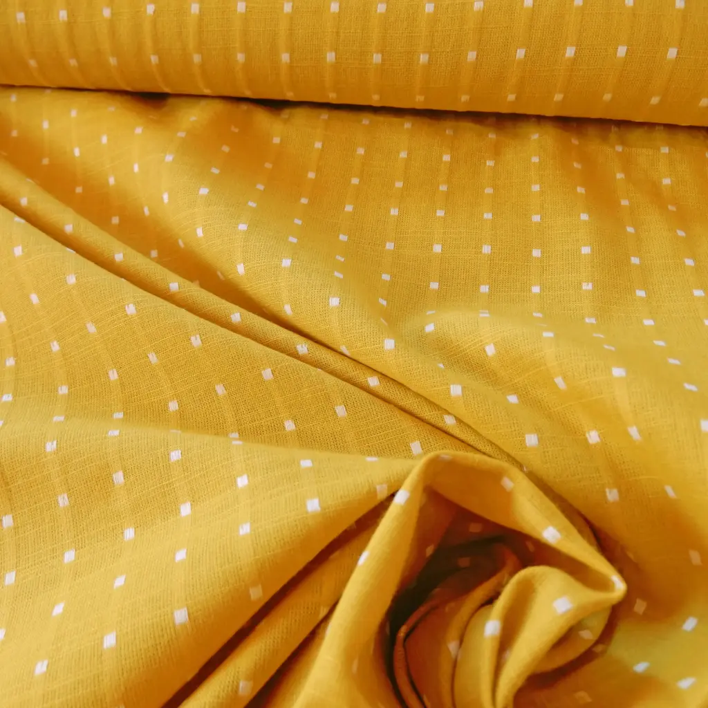 [Butta dobby jaune] Coton Butta dobby à carreaux jaune et blanc