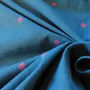 Tissu Petits ronds roses sur fond bleu