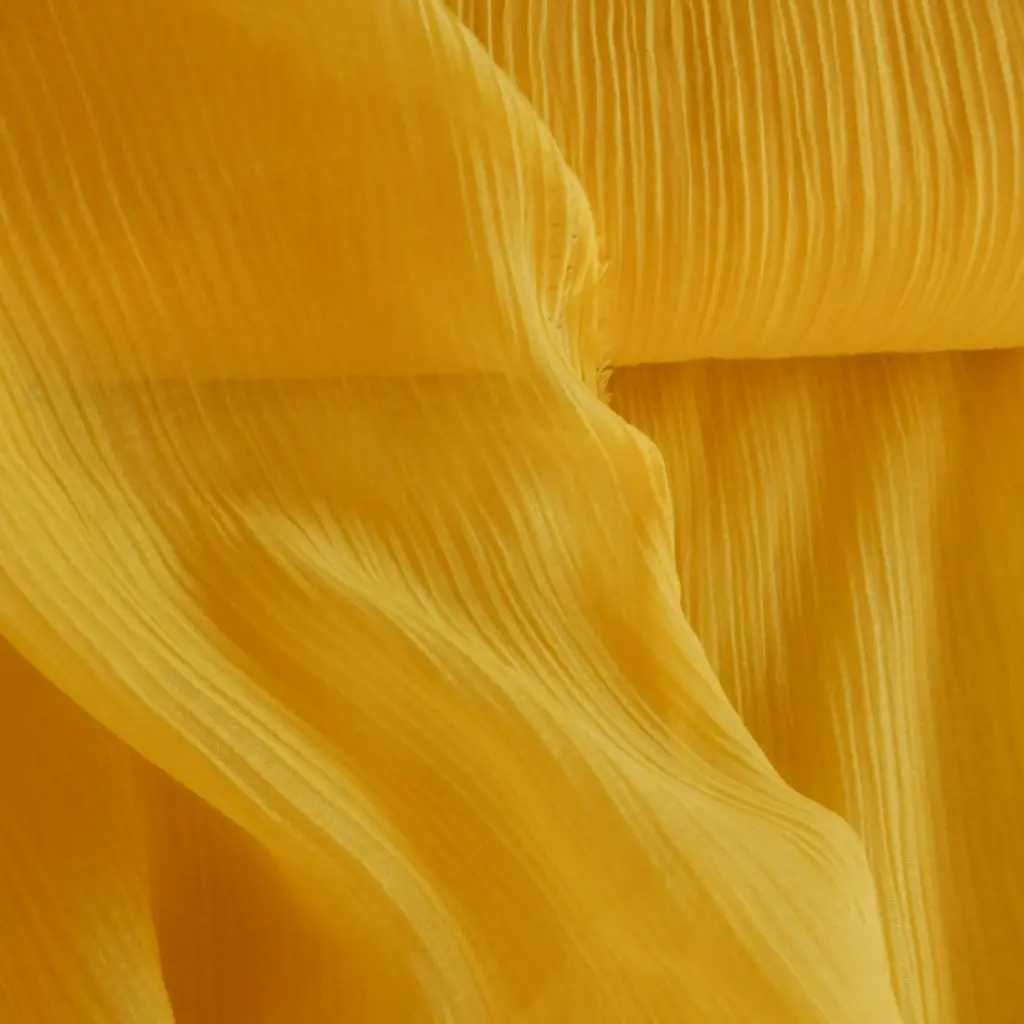 Tissu jaune soleil soie-coton