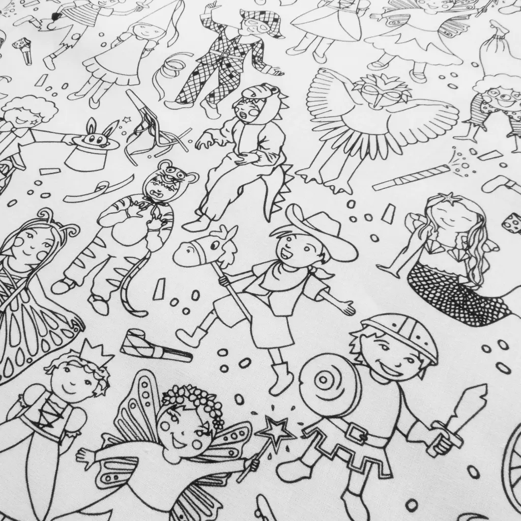 Tissu Carnaval à colorier 