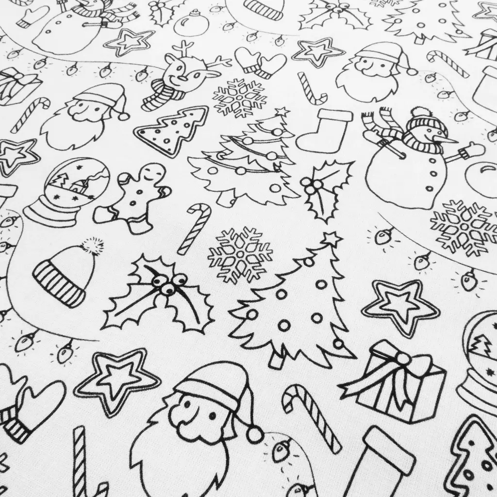 Tissu coton Noël à colorier