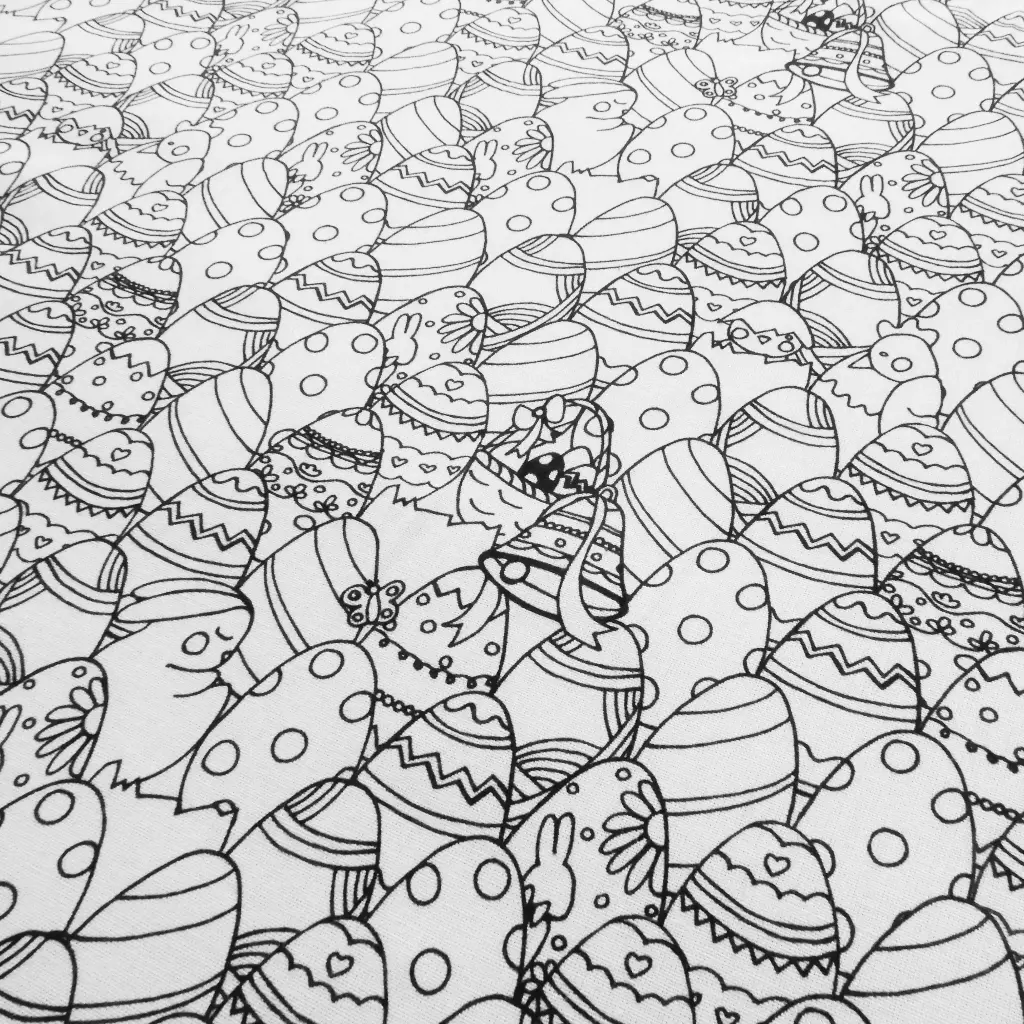 Tissu coton Pâques à colorier
