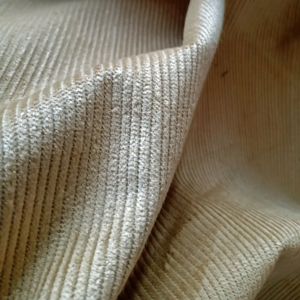Velours côtelé beige épais et raide