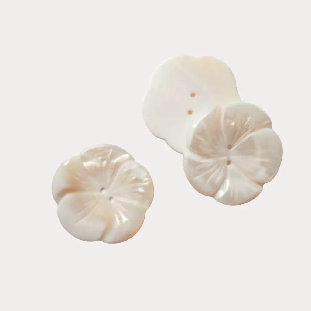 Lot de 5 grands boutons nacre Fleurs