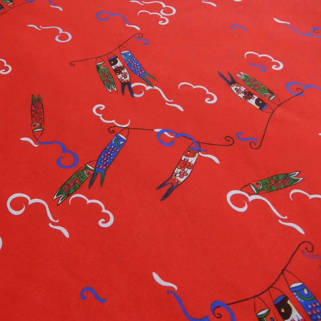 Popeline de coton Koinobori rouge
