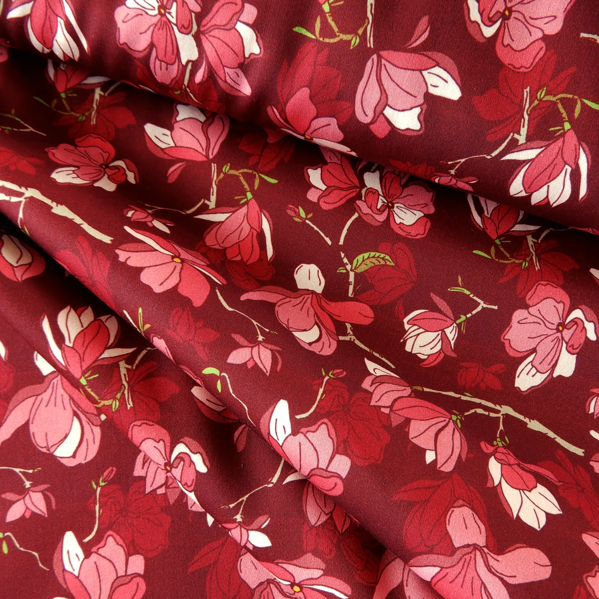 Popeline de coton Magnolia bordeaux