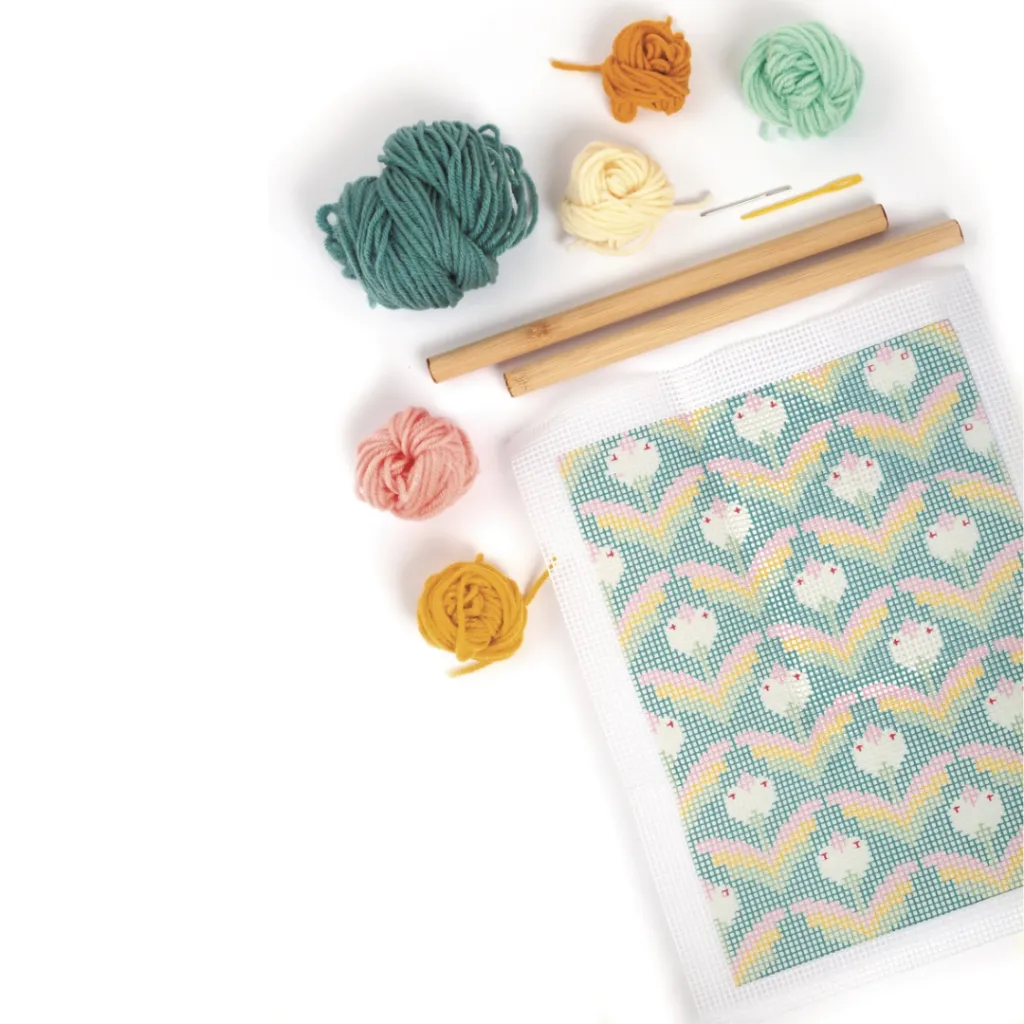 Kit broderie canevas Fleurs géométriques