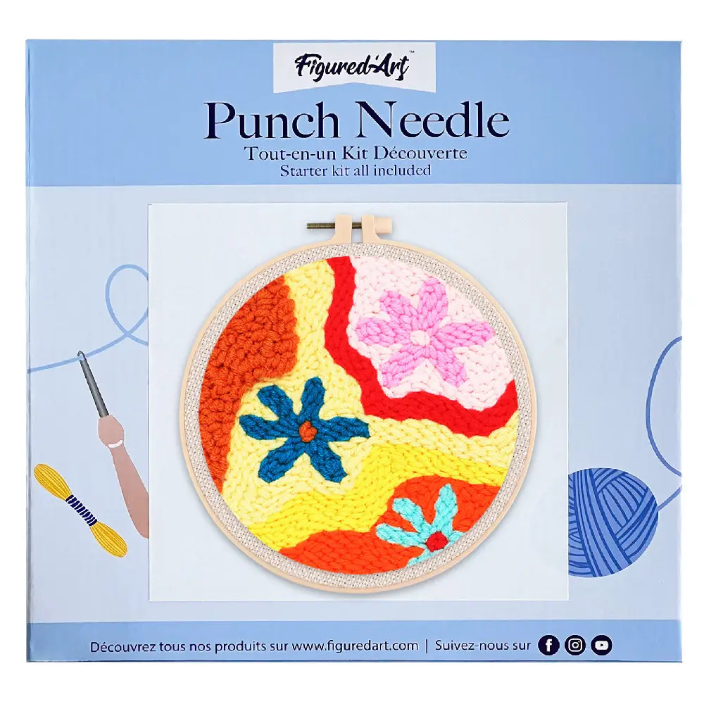 Kit punch needle Fleurs colorées