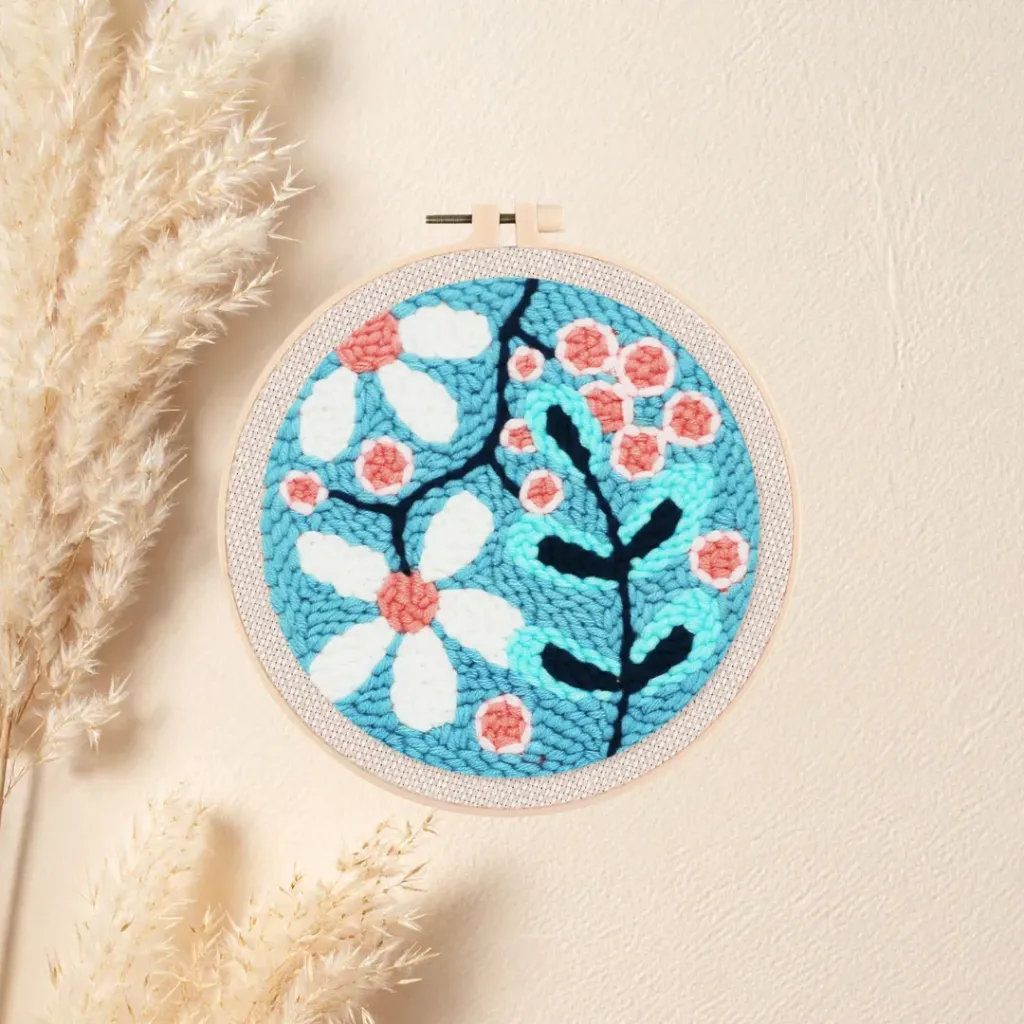 Kit punch needle Fleurs blanches