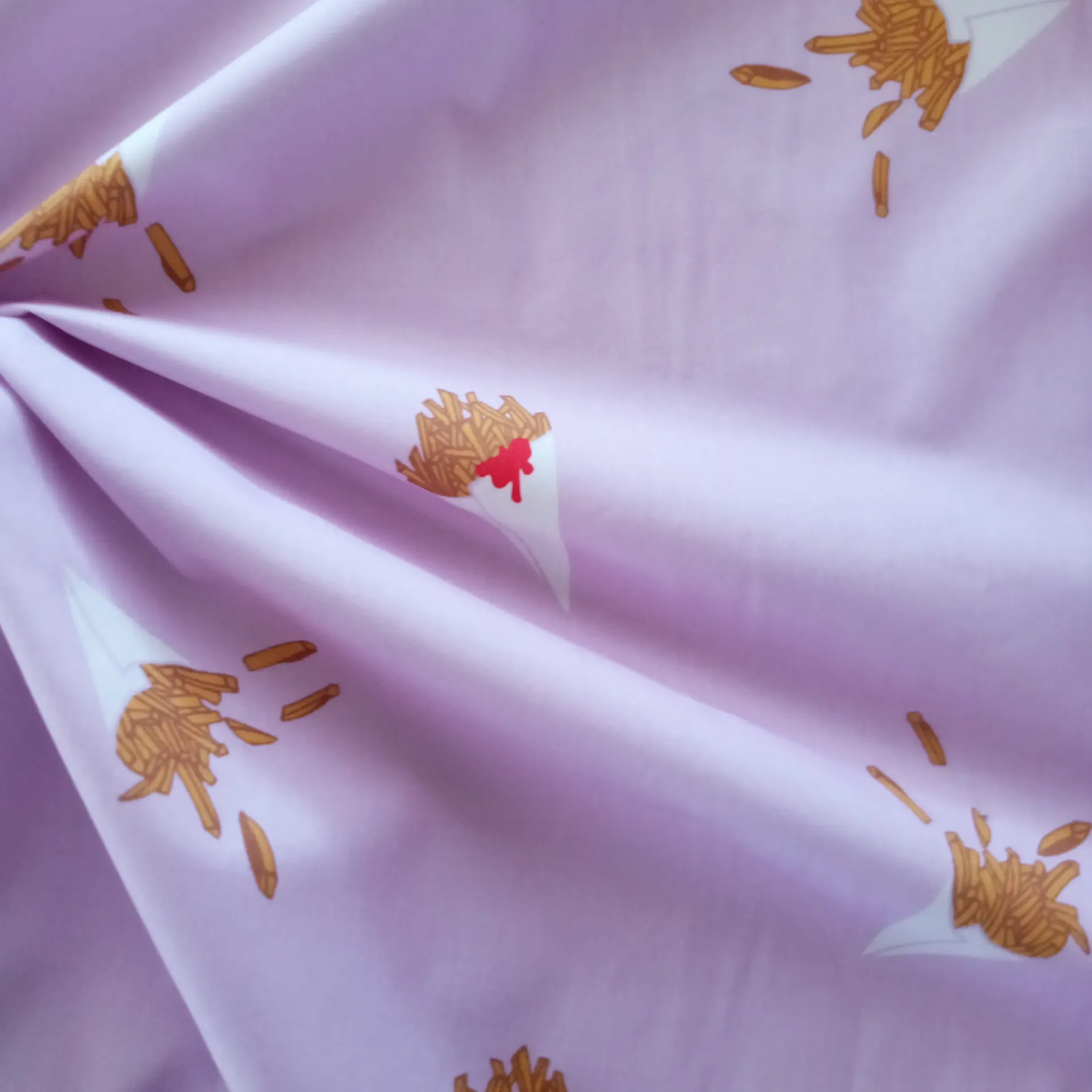 [PO4-102916] Percale de coton Une grande frite - mauve
