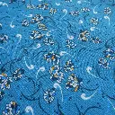 Popeline fleurie sur fond bleu