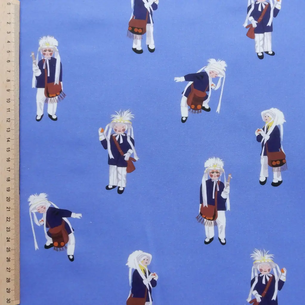 [KANO Paysans] Popeline de coton Paysans sur fond bleu