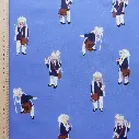 Popeline de coton Paysans sur fond bleu