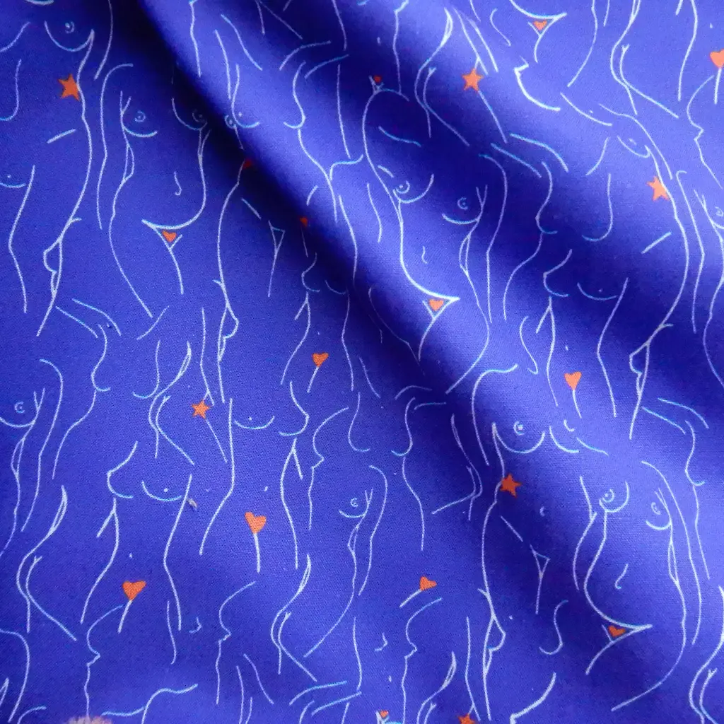 [KANO Silhou bleu] Popeline de coton Silhouettes 