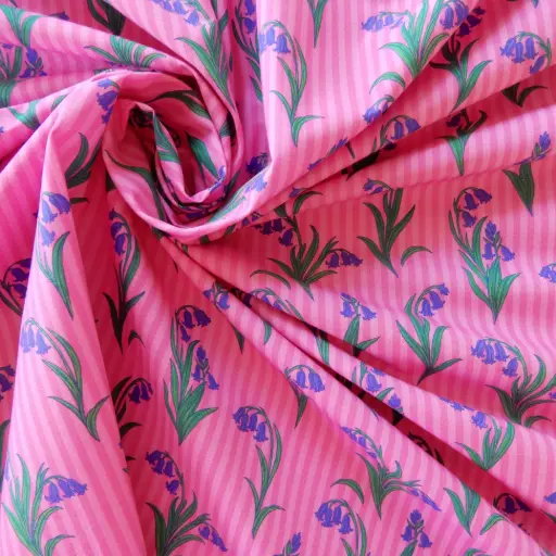 Viscose Jacynthes des bois et lignes roses