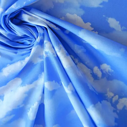 [KANO Ciel] Popeline de coton Ciel bleu et nuages