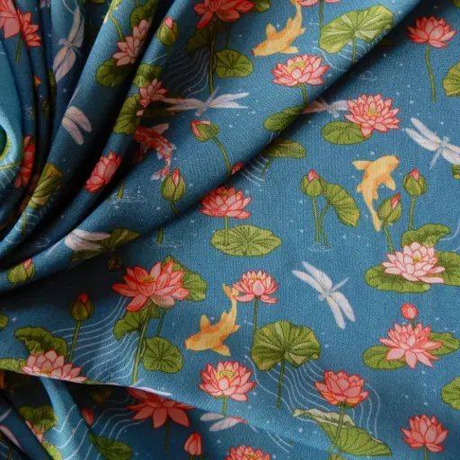 Viscose Lotus, koï et libellules