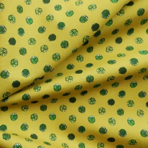 [KANO Choupois moutarde] Popeline Petits choux de Bruxelles sur fond vert moutarde