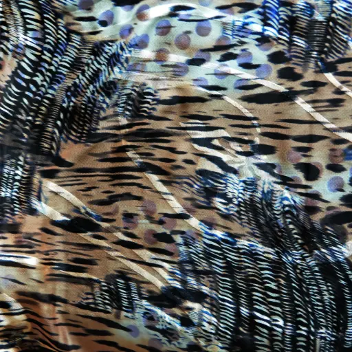 Voile de soie à l'imprimé fauve/ethnique 