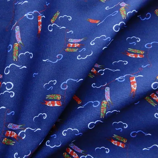 [KANO Koinobori bleu] Popeline de coton Koinobori bleu