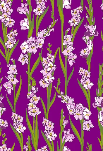 [VISC Glaïeuls] Viscose Glaïeuls sur fond mauve